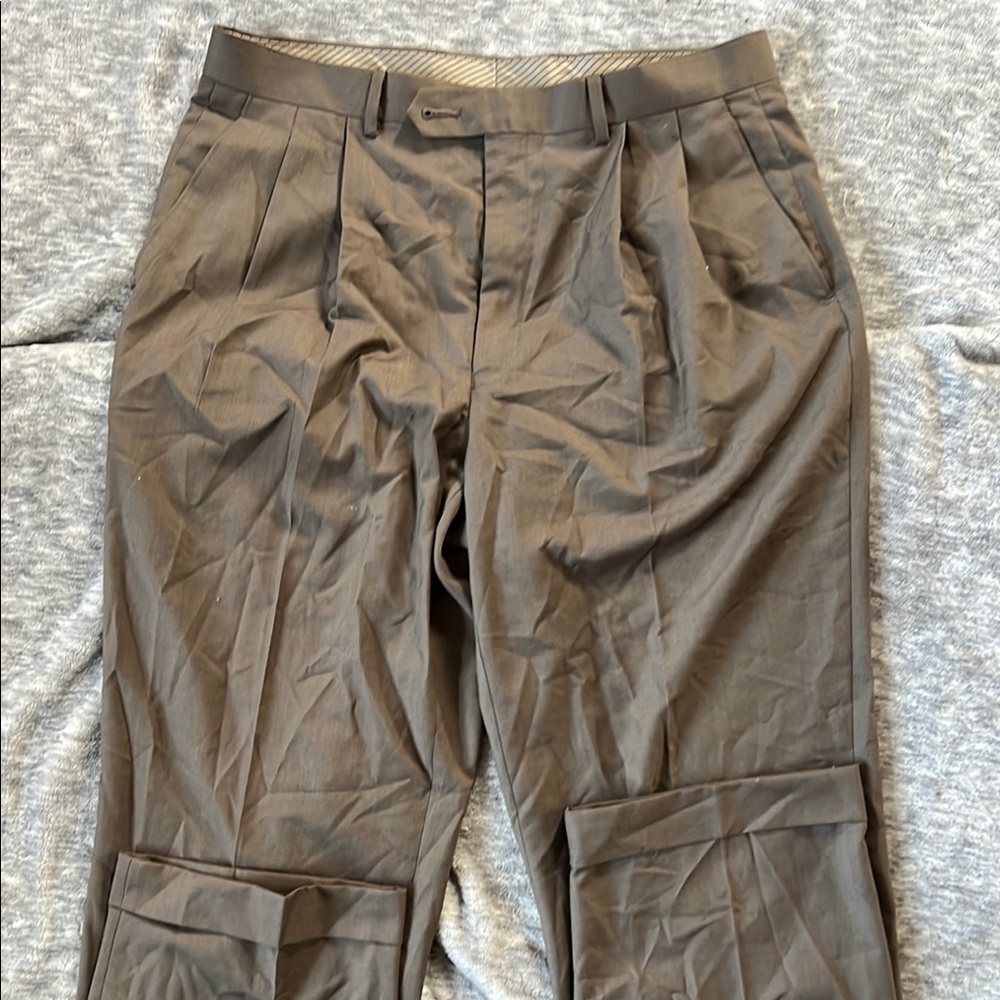 Ralph Lauren Olive Dress Pants with Pleated Front and Wide Leg